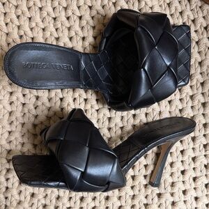 Bottega Lido Intrecciato Leather Mule Heels
